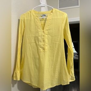Blusa mangas largas de tejido similar al lino